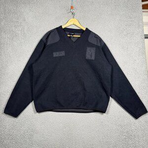Blauer Sweater Mens Size XL Navy 225 Fleece Lined V Neck Commando Wool Blend